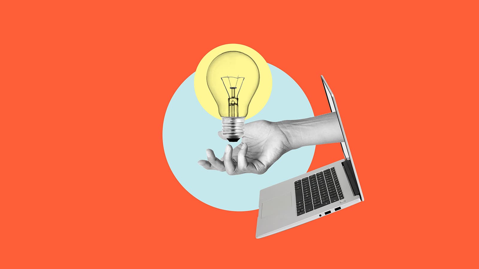 Campaña digital con megáfono y elementos de promoción