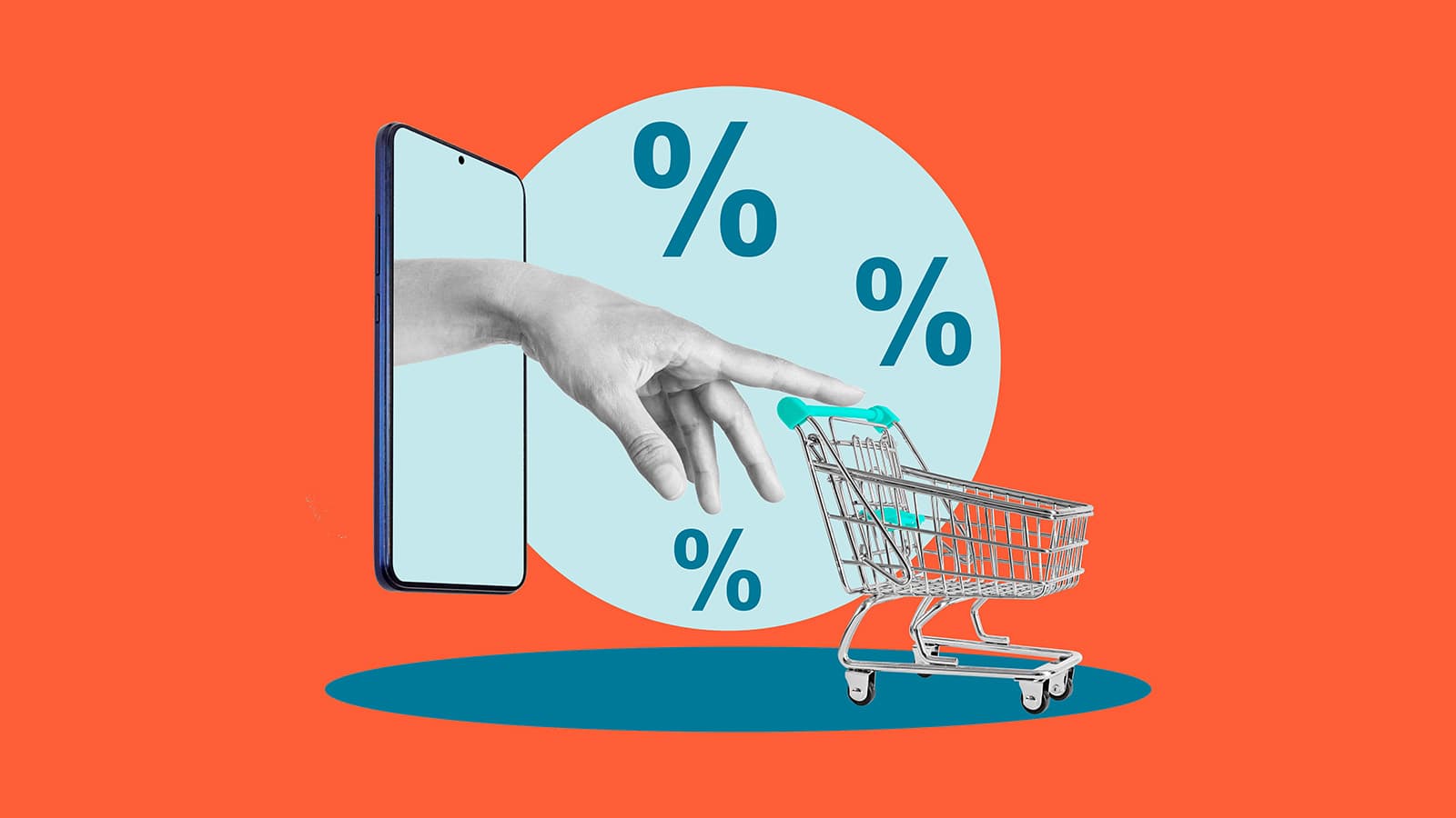 Tienda online representada con carrito de compra digital